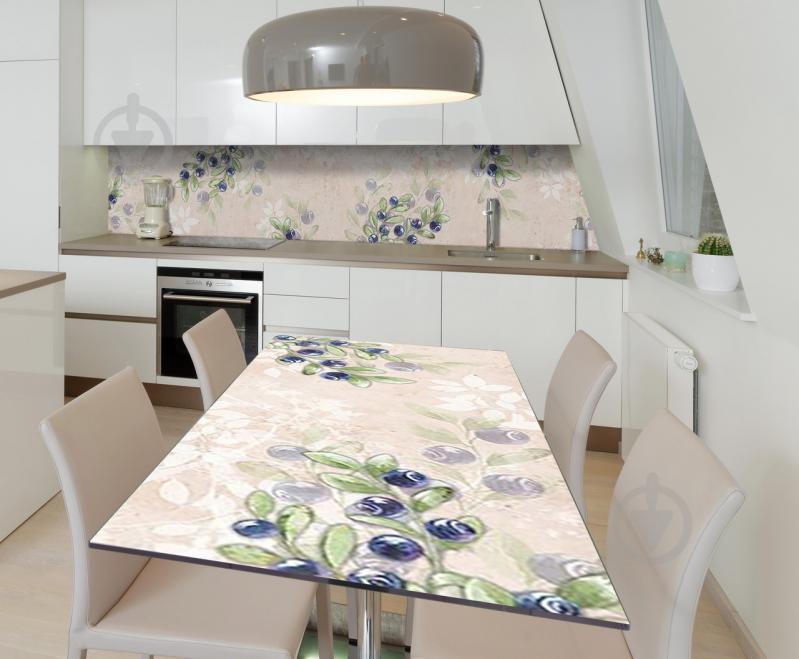 Наклейка 3Д виниловая на стол Zatarga «Черничная акварель» 650х1200 мм для домов, квартир, столов, кофейн,