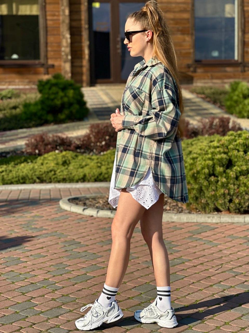 Рубашка женская в клеточку Синий/Зеленый (2567453287) - фото 5 Рубашка женская в клеточку Синий/Зеленый (2567453287) - фото 5