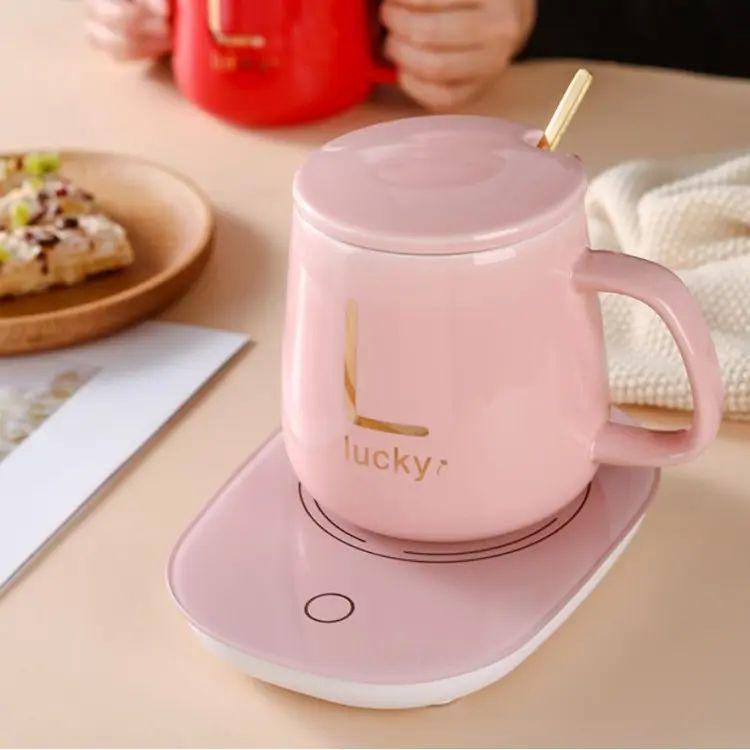 Чашка керамическая Stenson YG01317 L на подставке/с подогревом/от сети до +55°С 400 мл Белый (30547422) - фото 5