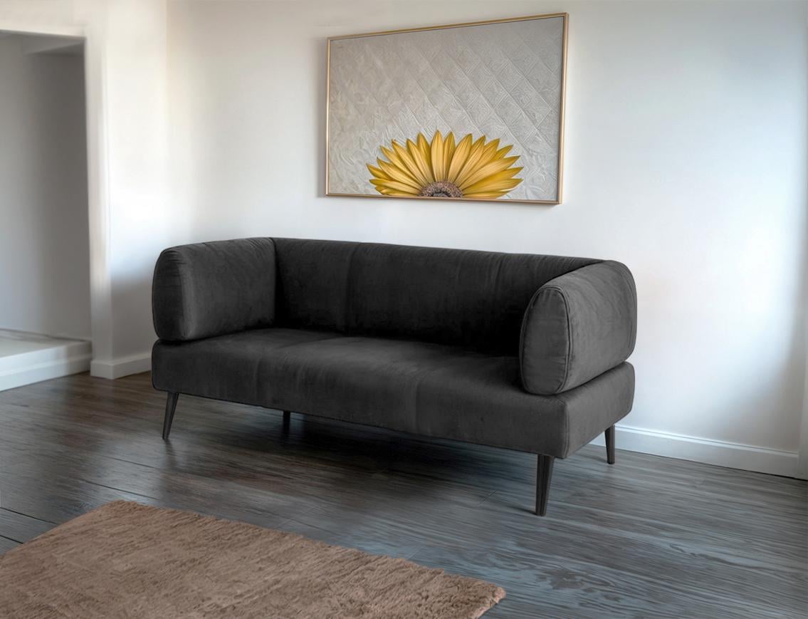 Диван офісний ТОБІ ШО Бенно-1 Emilia 95 велюр з підлокітниками та конусною ногою 1400х720х750 мм Dark grey (23052782) - фото 3