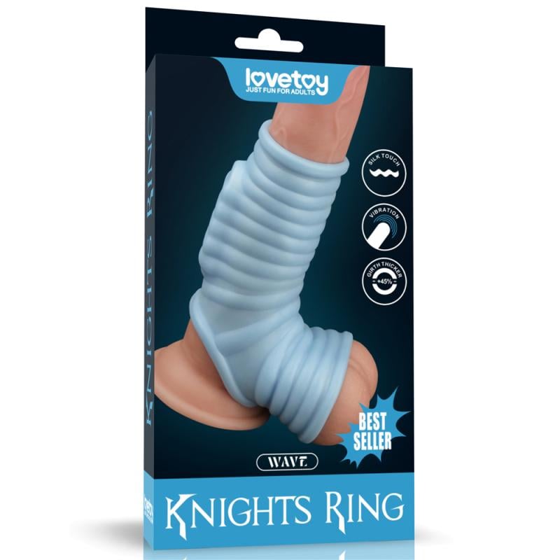 Насадка на пенис Vibrating Wave Knights Ring with Scrotum Sleeve Blue (1000061025)