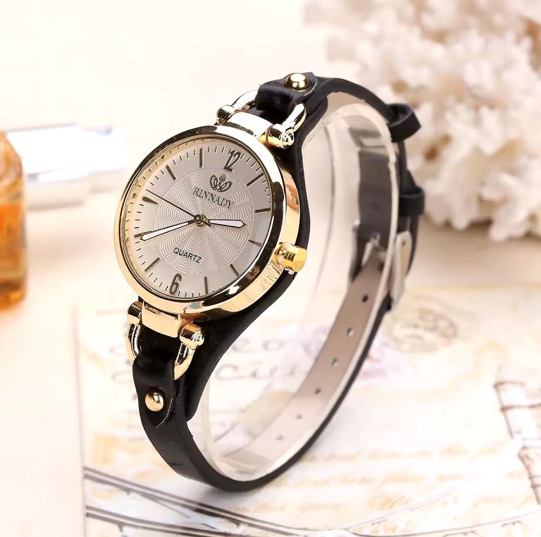 Часы женские с кожаным ремешком Черный (2417178723)