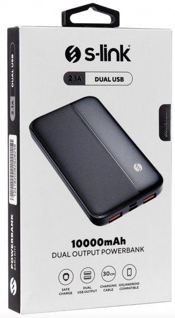 Повербанк S-Link USB 2A 10000 mAh Black (20383802) - фото 3