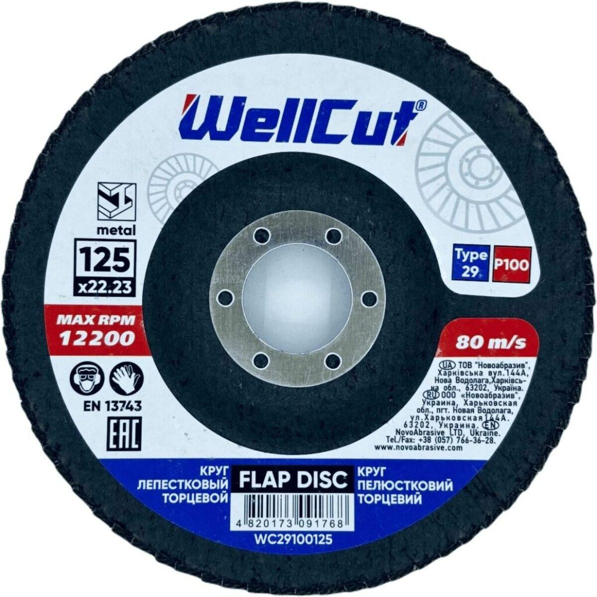 Круг пелюстковий торцевий WellCut 125х22,23 мм P100 Тип 29 (118921)