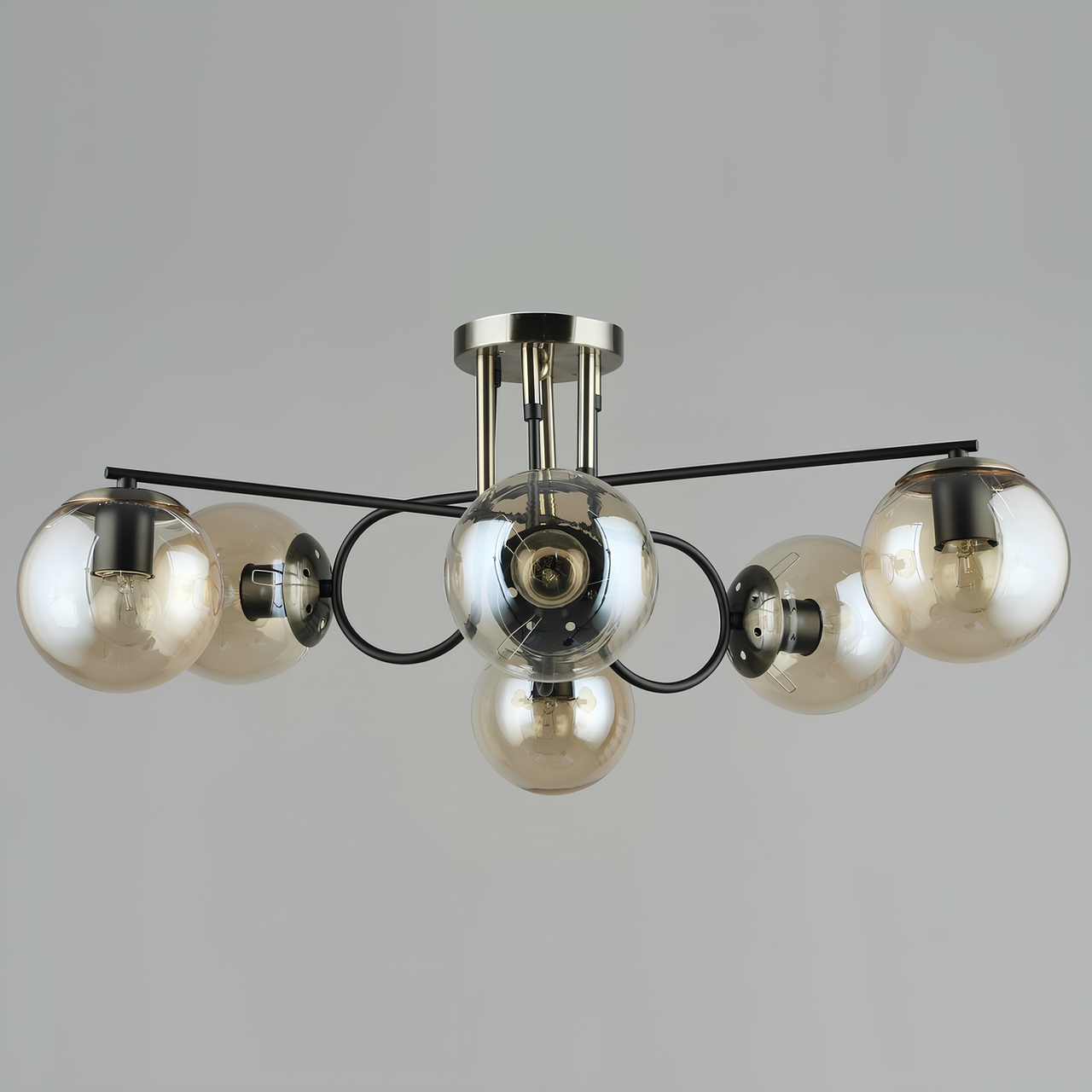 Люстра Sirius на шість плафонів під лампу Е27 Чорний/Бронзовий (B A4243/6 BK+AB)