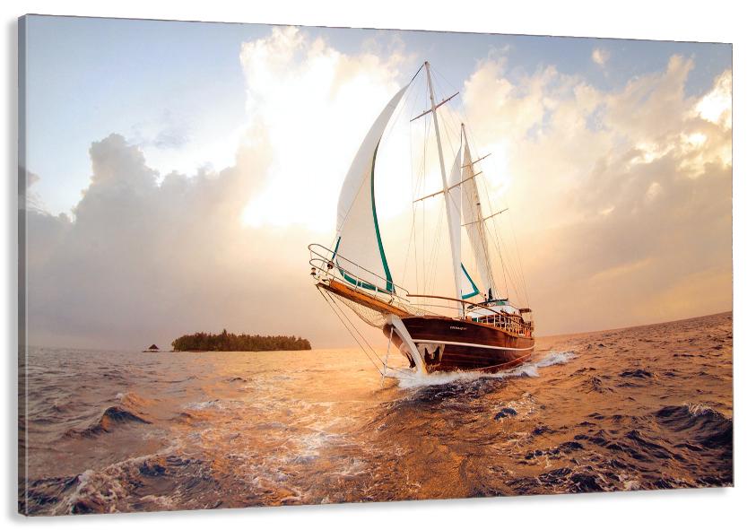 Картина на холсте в гостиную/спальню Лодка в море 70х140 см (MLP_64)