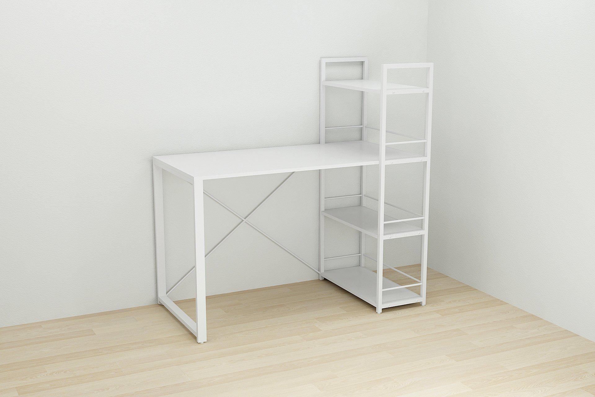 Письменный стол Ferrum-decor Konekt с этажеркой металл/ДСП 16 мм Белый/Белый (FRD-104225) - фото 2