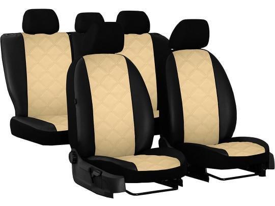 Авточехлы из экокожи Pok-ter ELIT Premium для Renault SANDERO 2020- с бежевой вставкой (RE12682)