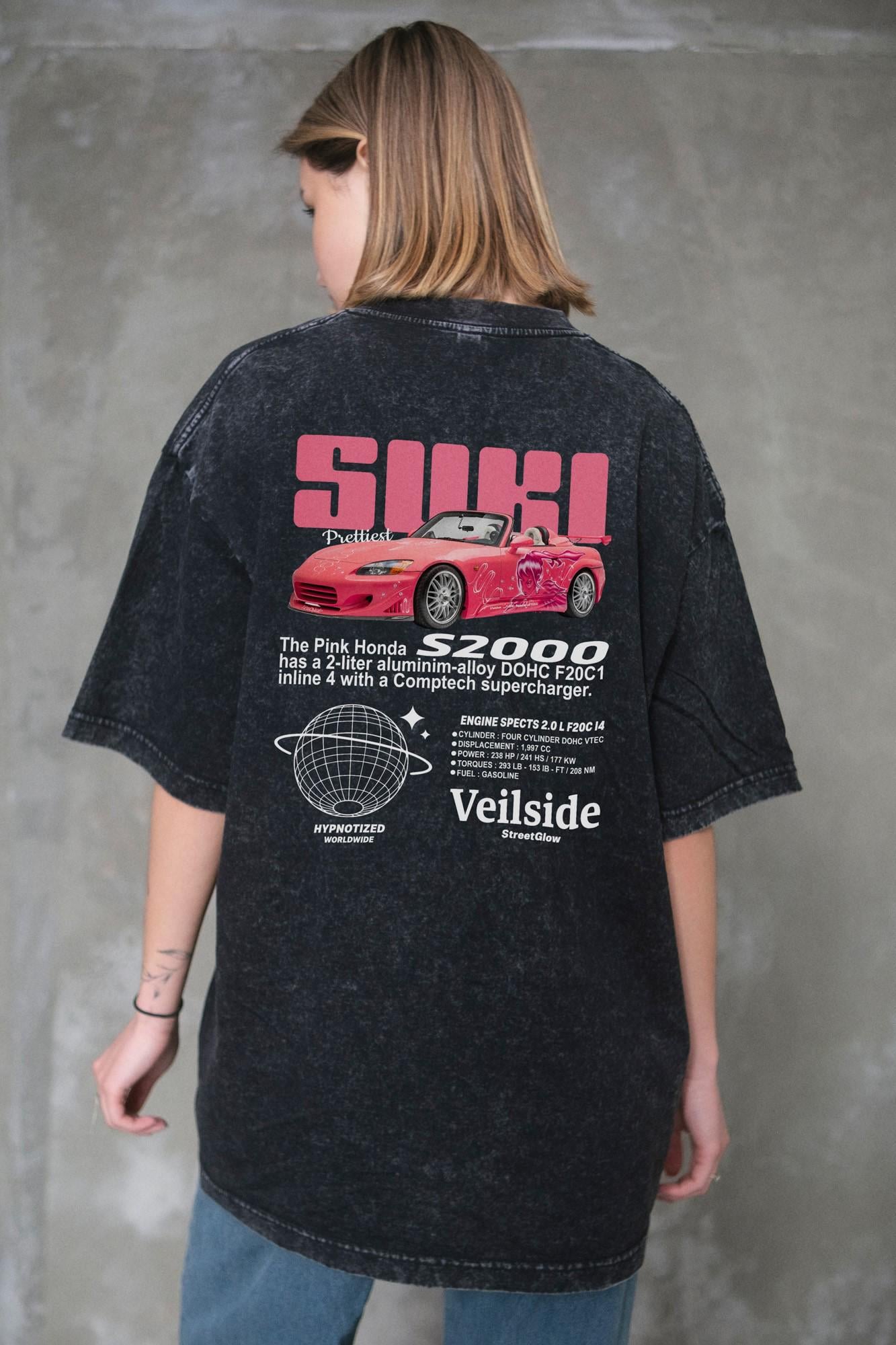 Футболка женская оверсайз Without Washed вываренная с принтом Suki S/M Black (S8049627) Футболка женская оверсайз Without Washed вываренная с принтом Suki S/M Black (S8049627)