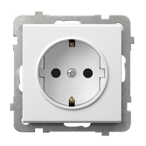 Розетка одинарная Ospel Sonata с заземлением без рамки Белый (29319368)
