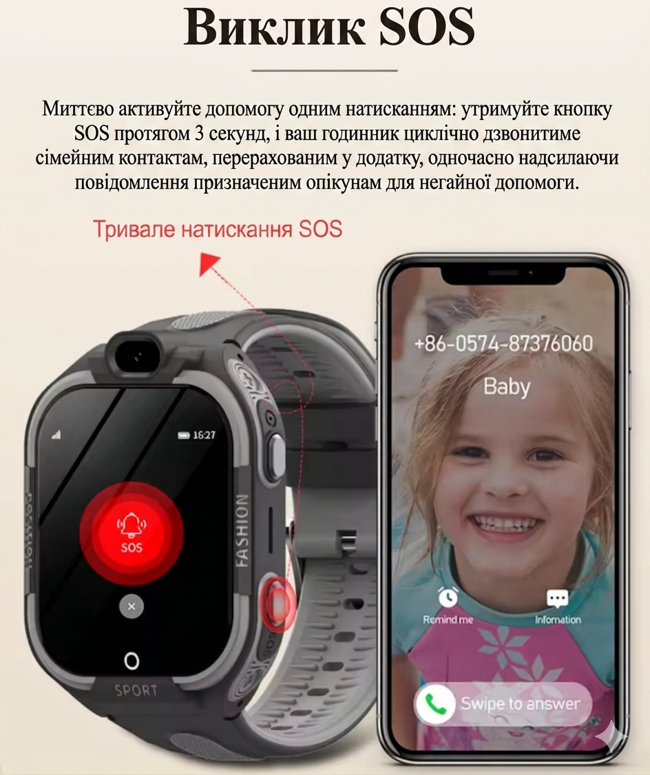 Смарт-годинник з GPS для дітей Wonlex KT35 Black — фото 6