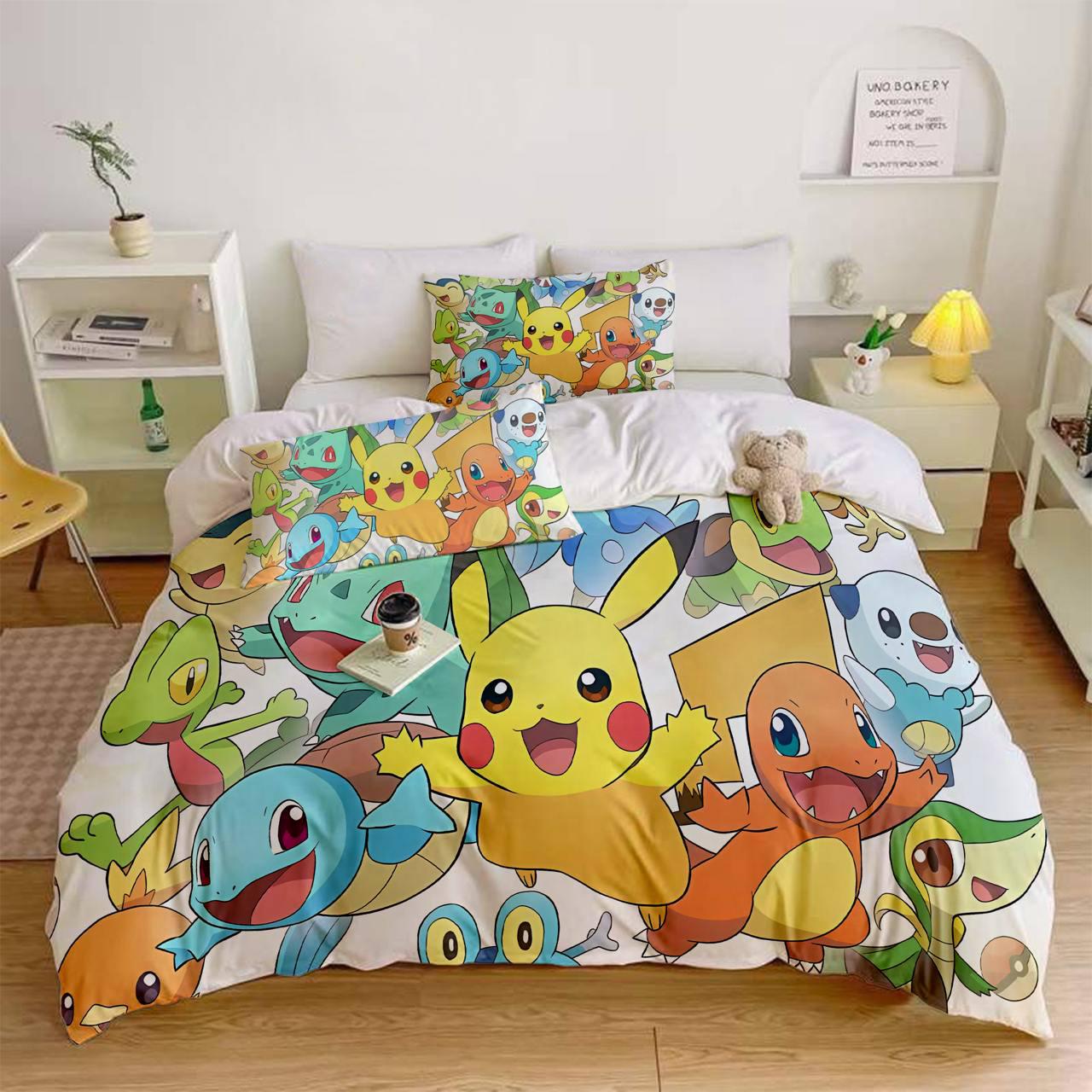 Комплект постільної білизни Сни з Пікачу із мікросатину полуторний (14843_50)