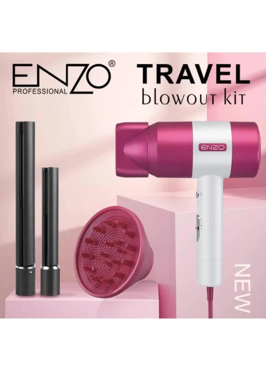 Фен для сушіння волосся Enzo EN-139 з плойками та щіткою Рожевий (28426732) - фото 4 Фен для сушіння волосся Enzo EN-139 з плойками та щіткою Рожевий (28426732) - фото 4
