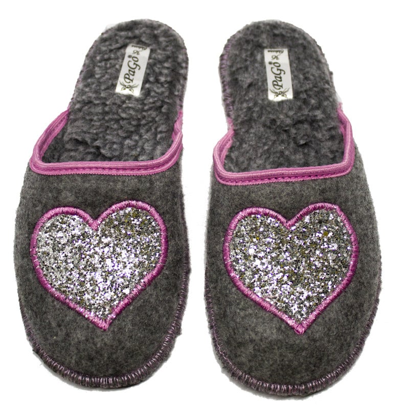 Капці домашні PaGo сердечко овчина р. 38 Сірий