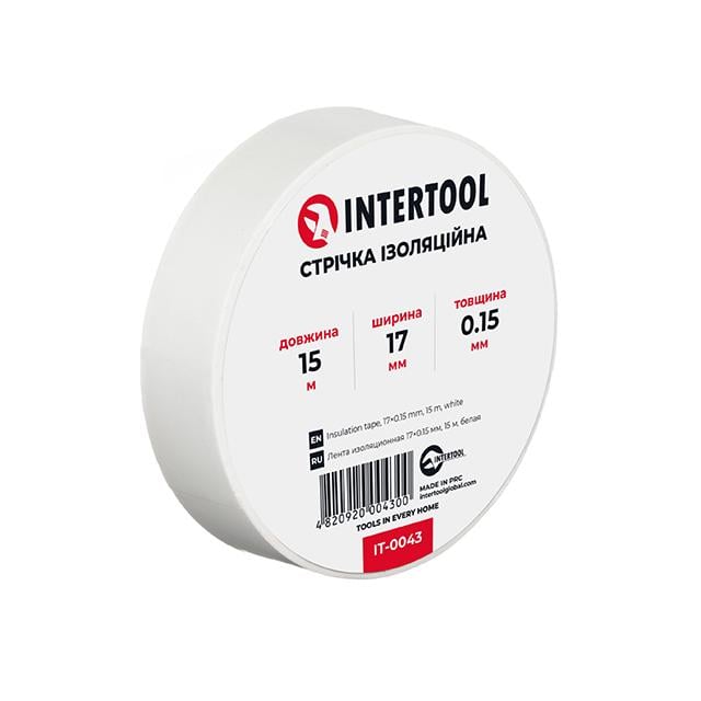 Стрічка ізоляційна Intertool 0,15х17 мм 15 м Білий (IT-0043)