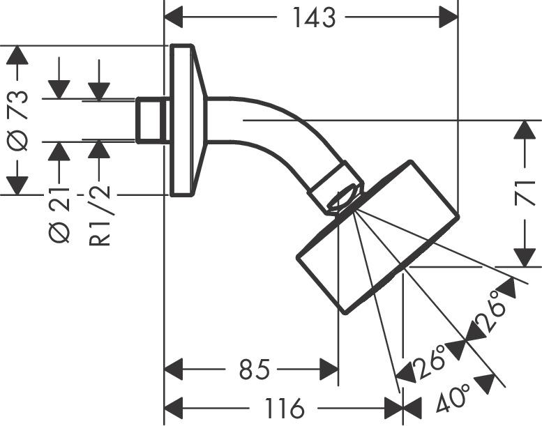 Душ верхний с кронштейном Hansgrohe AXOR One 48490000 73 мм Хром (134118) - фото 2