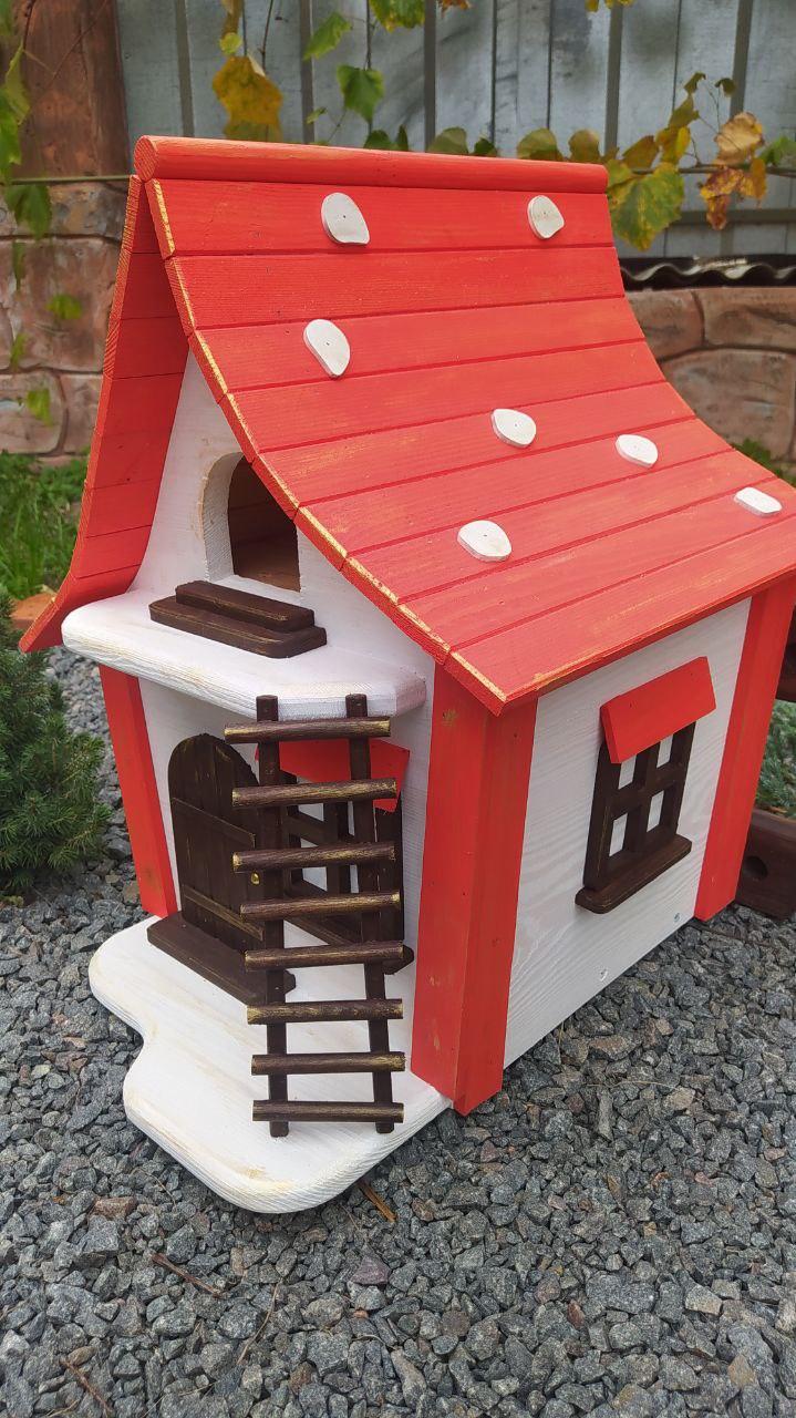 Будинок для білок Мухомор Більчатник із соснової деревини з акриловими фарбами 50х38х48 см