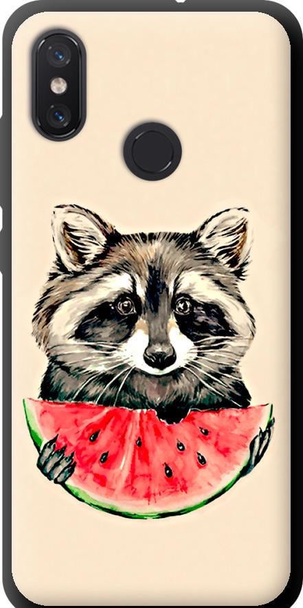 Чехол на Xiaomi Mi8 Енотик с арбузом (4605b-1499-42517)