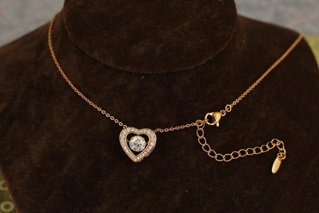Набор Xuping Jewelry Сердце с фианитом танцующим с добором 5 см Золотистый (2377091951)