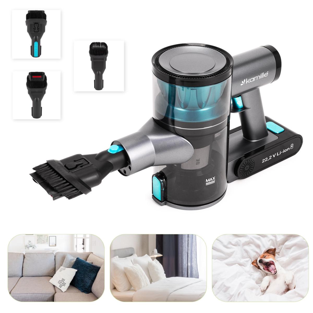 Пылесос беспроводной Kamille KM6902 вертикальный 2в1 120 Вт Серебристо-серый (106-84-6902) - фото 3 Пылесос беспроводной Kamille KM6902 вертикальный 2в1 120 Вт Серебристо-серый (106-84-6902) - фото 3