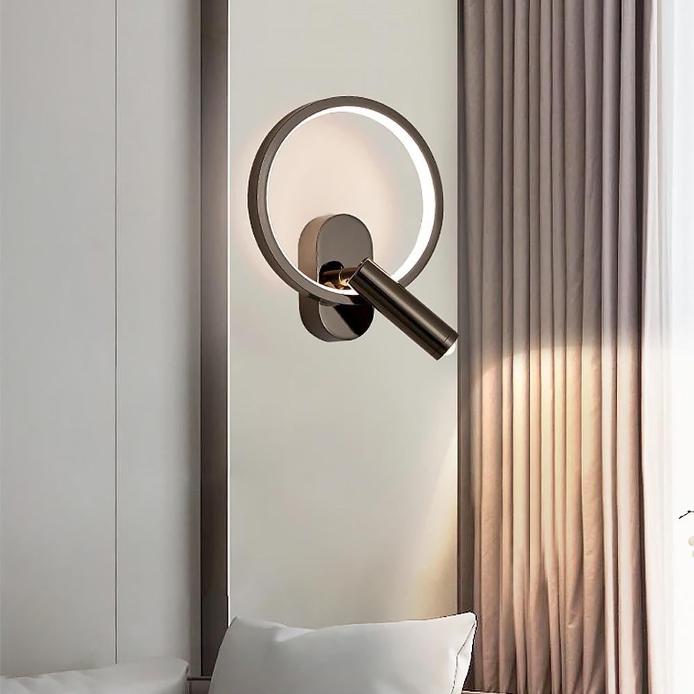 Бра Line.F WB 21/2 BK со светодиодным кольцом и спотом Черный глянцевый (3433_6742)