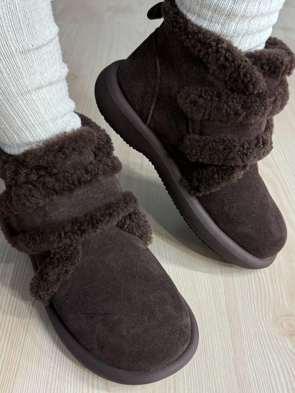 Ботинки женские Hengji 13-6 угги замшевые на меху с опушкой р. 38 Коричневый (5651) - фото 4 Ботинки женские Hengji 13-6 угги замшевые на меху с опушкой р. 38 Коричневый (5651) - фото 4