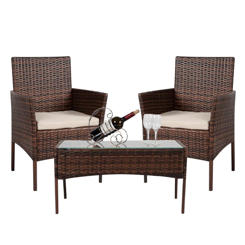 Комплект садовый мебели для отдыха Bonro B-6210-2 2 кресла и столик Коричневый (42400973)