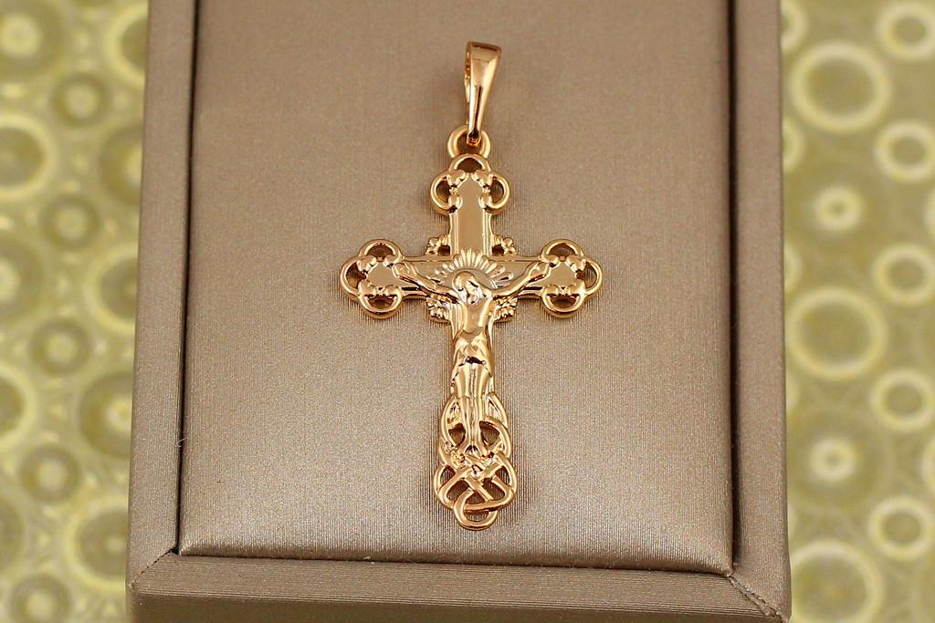 Крестик Xuping Jewelry с распятием края кольцами 3,2 см Золотистый (1746306038)