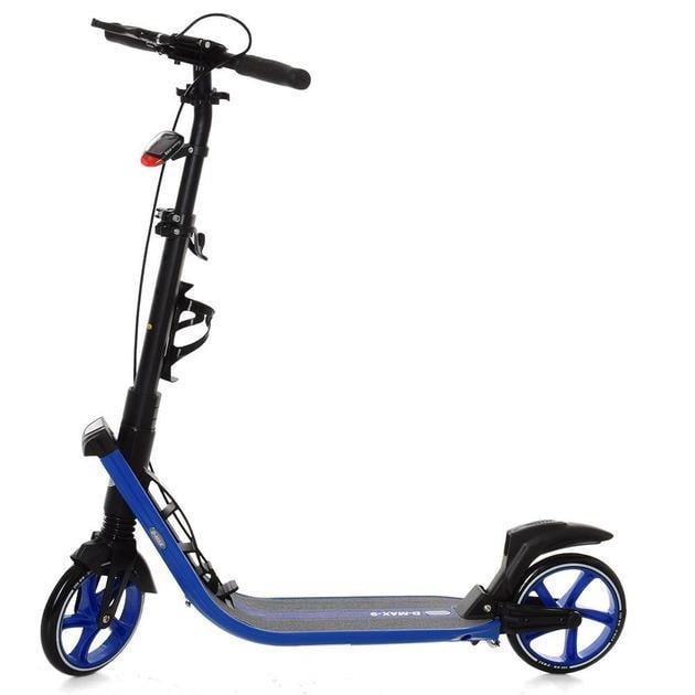 Самокат двухколесный iTrike с ручным тормозом амортизаторы и фонариком SR 2-015-4-BL Синий