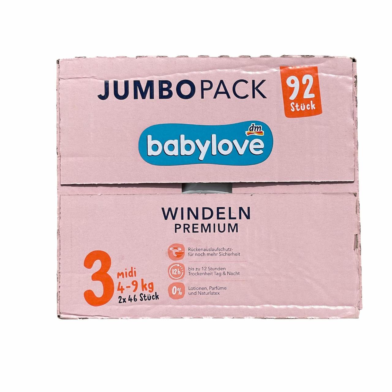 Підгузки дитячі Babylove 3 Jumbo Pack 4-9 кг 92 шт. (2236248378) - фото 2
