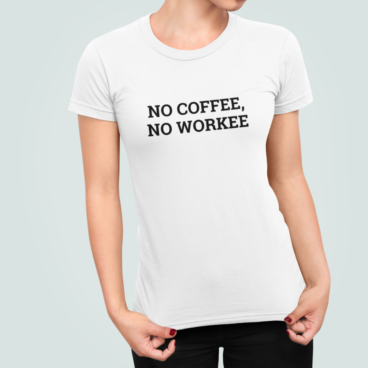 Футболка женская Stedman с принтом "No coffee no workee" M Белый (ПН444.1-7)