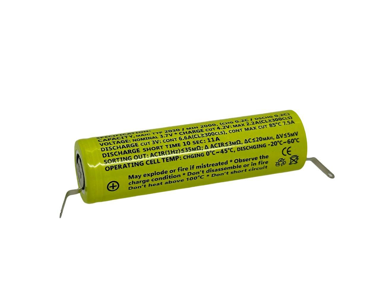 Акумулятор високострумовий Bossman Profi Li-ion 3,7V 2000mAh INR18650-22EU з контактами під пайку (2499586099) - фото 3