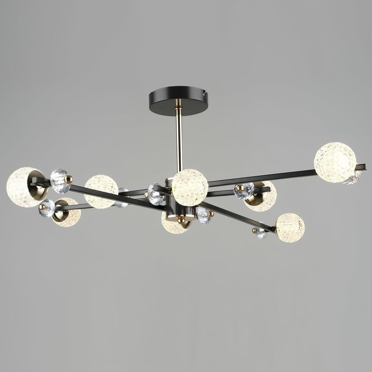 Люстра светодиодная Sirius на восемь плафонов 96W 3000-6500К Черный/Золотой (B N6189/8 COFFEE+FGD 96W)