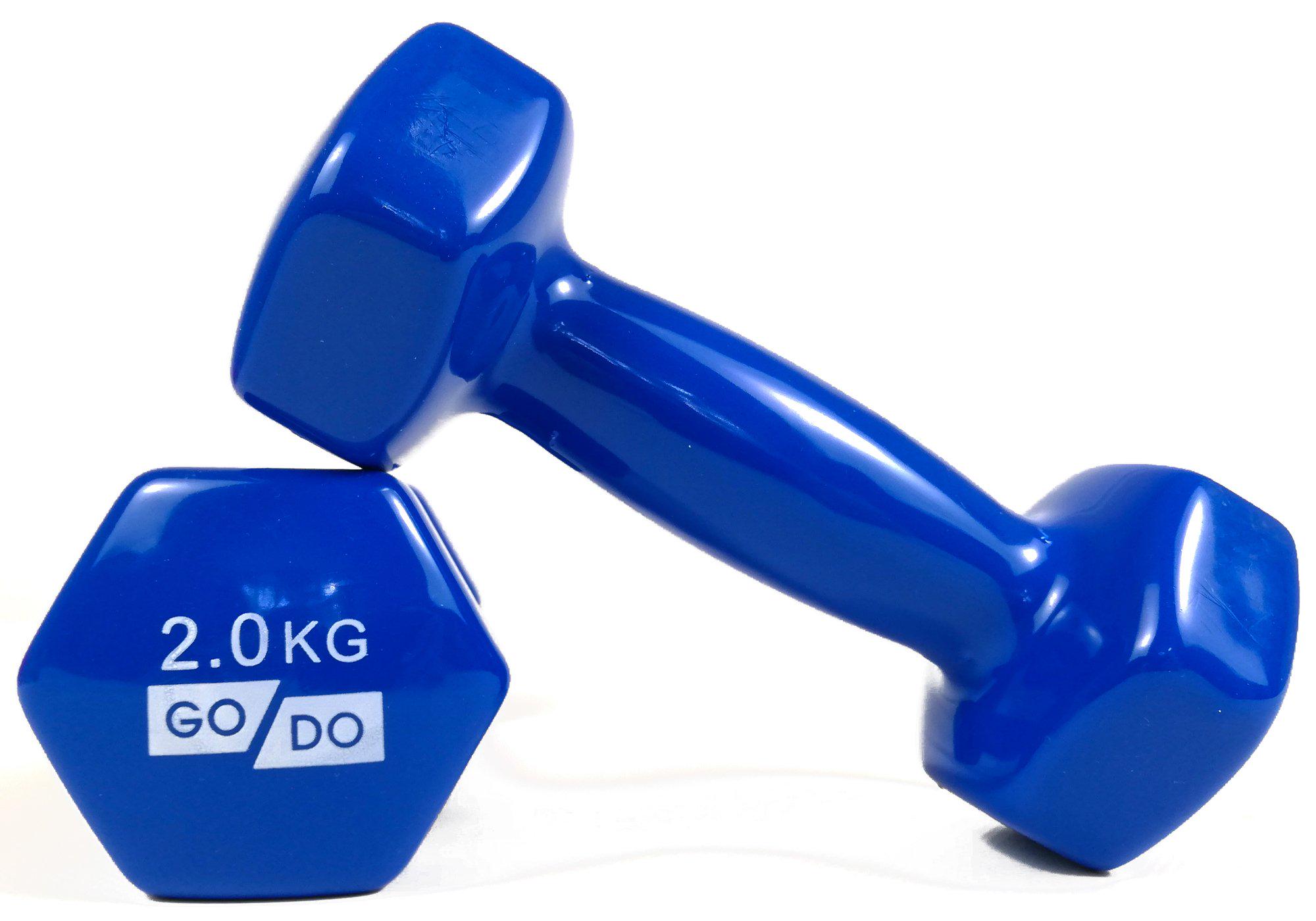 Гантелі EasyFit GoDo з вініловим покриттям 2 кг Синій (EF-GD2BL) - фото 2 Гантелі EasyFit GoDo з вініловим покриттям 2 кг Синій (EF-GD2BL) - фото 2