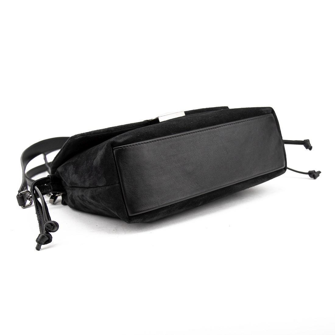 Замшевая женская сумка Tavinchi CH-8585A-Y с затяжками Черный (2816295292) - фото 5