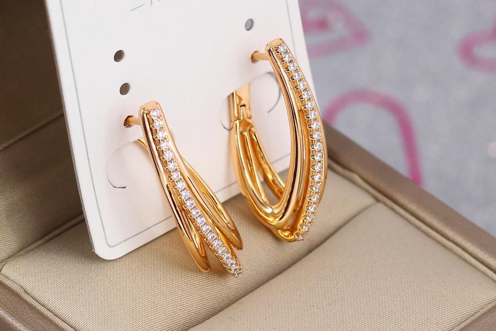 Серьги Xuping Jewelry тройная нить 2,8 см Золотистый (2629123048) - фото 2 Серьги Xuping Jewelry тройная нить 2,8 см Золотистый (2629123048) - фото 2