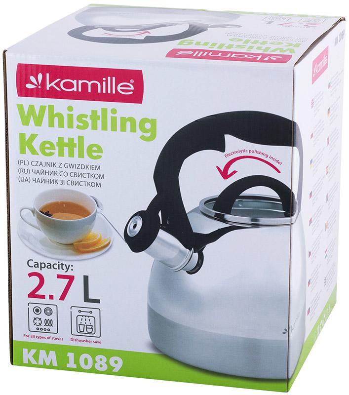 Чайник Kamille Whistling Kettle з нержавіючої сталі зі свистком і скляною кришкою 2,7 л (KM-1089) - фото 7