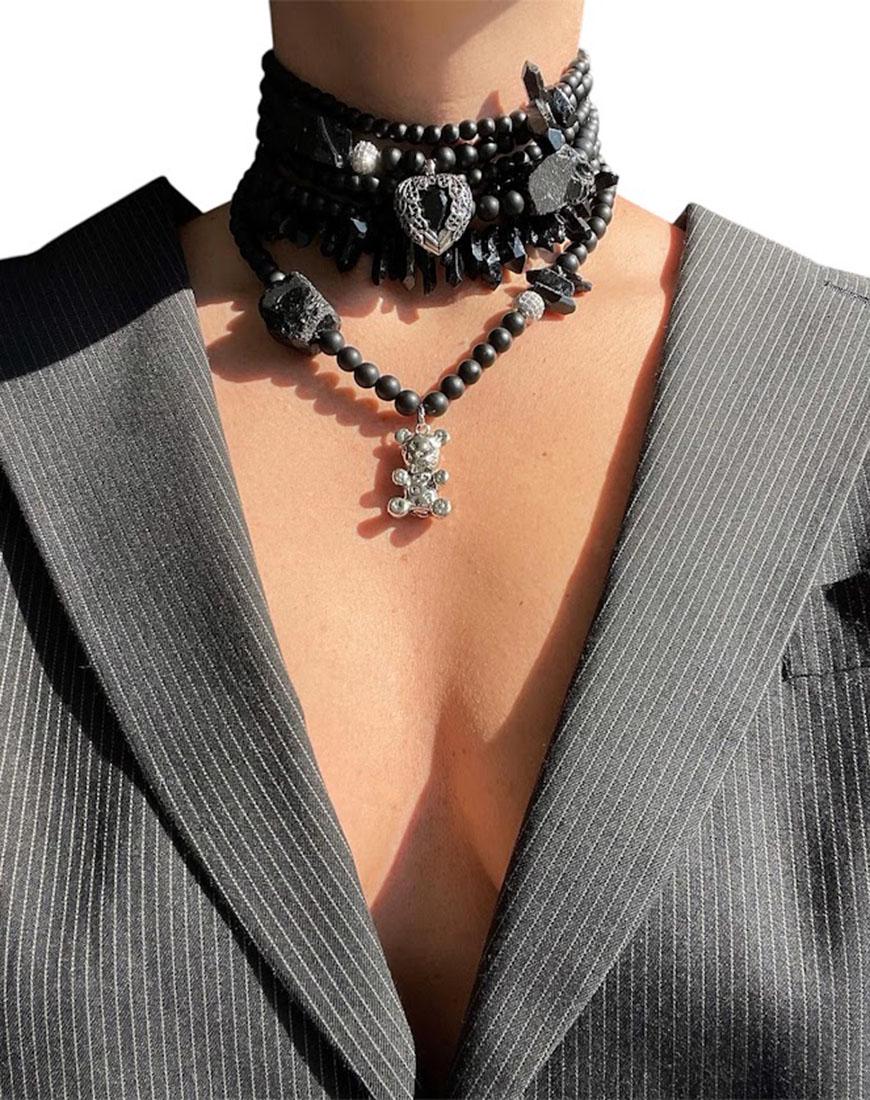 Чокер з ведмедиком і серцем жіночий SMART JEWELRY чорний One size Чокер з ведмедиком і серцем жіночий SMART JEWELRY чорний One size