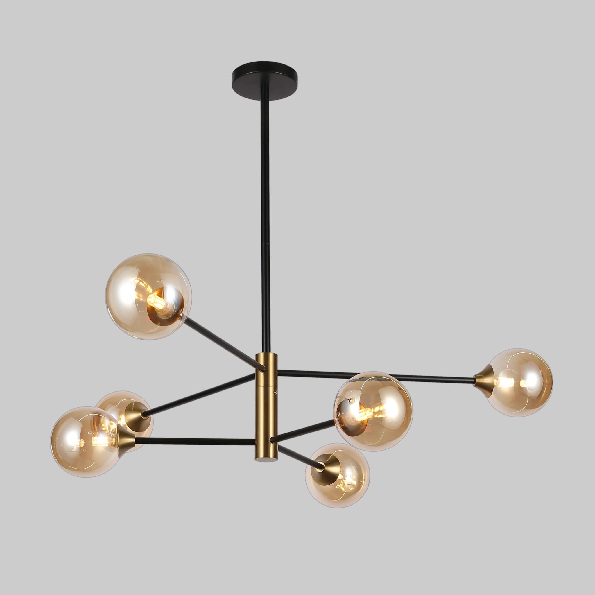 Люстра Atoms с кофейными плафонами на 6 лампочек Черный