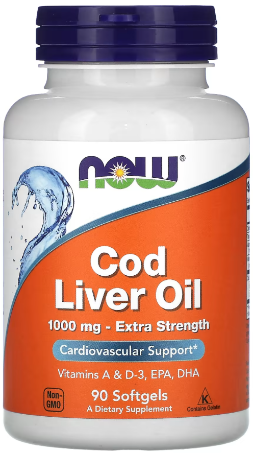 Омега 3 Жирные кислоты NOW Foods Cod Liver Oil 1000 мг 90 softgels