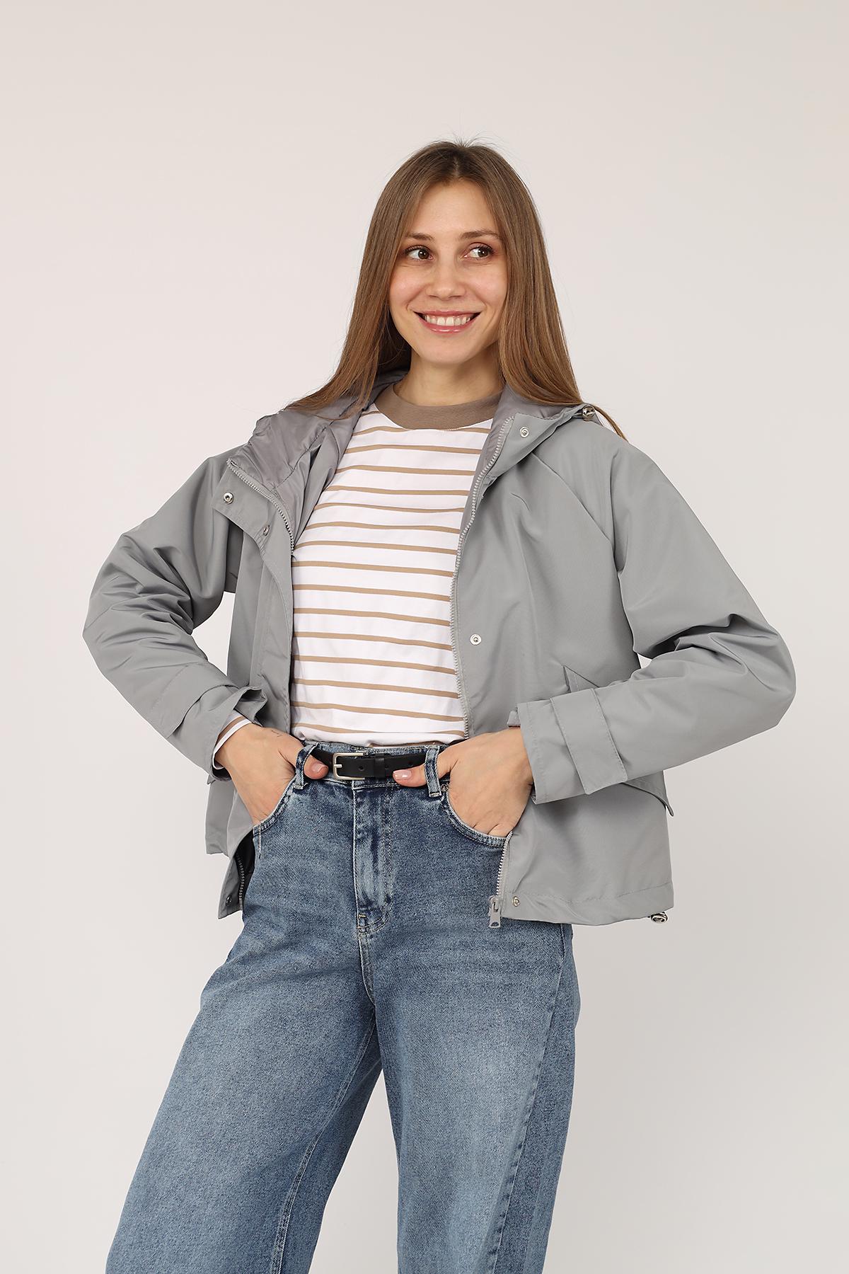Ветровка женская ЦБ-00272675 р. 52 Серый (28422081)