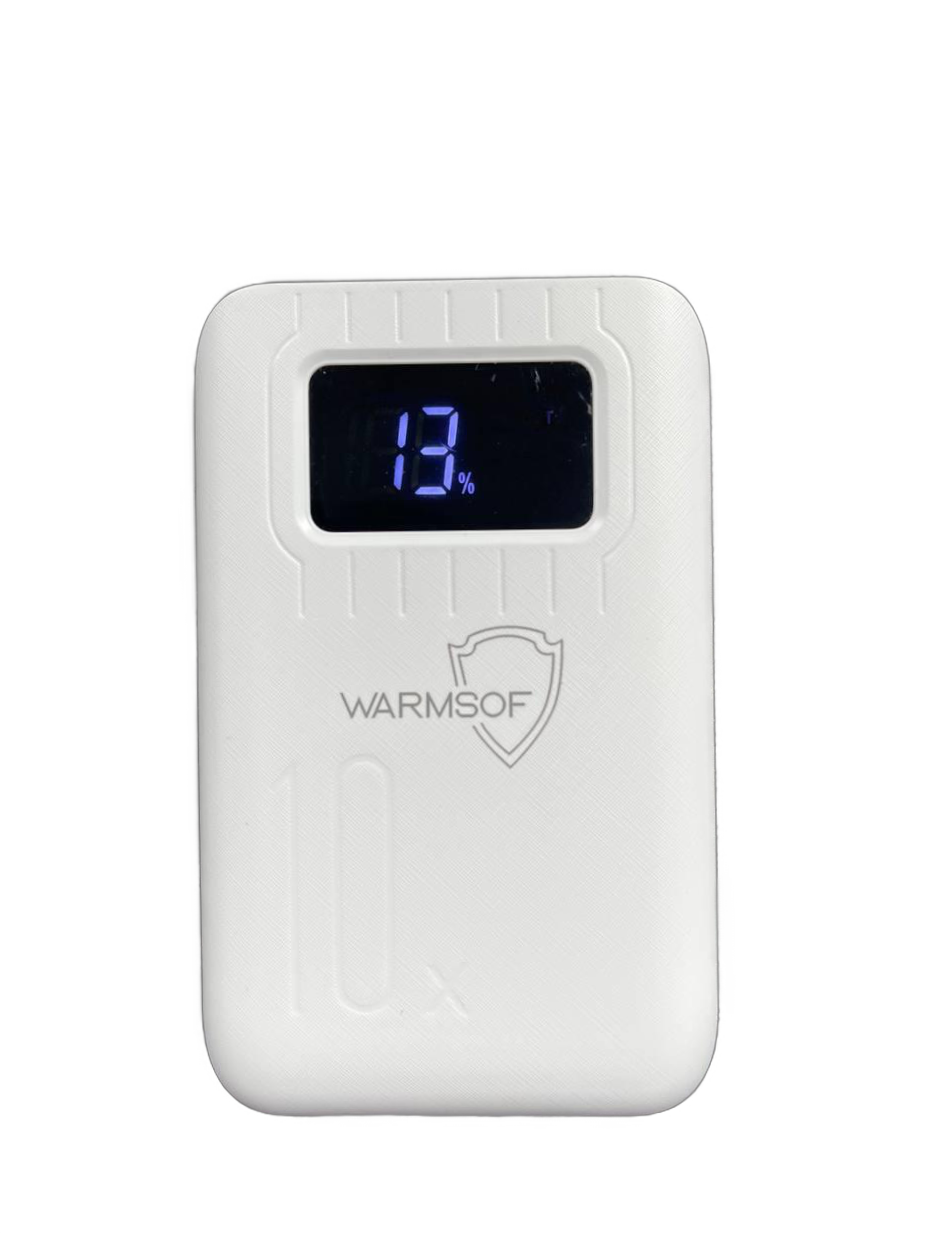 Повербанк Warmsof 10000 mAh 2xUSB 1хType-C + Lightning з LED-дисплеєм Білий