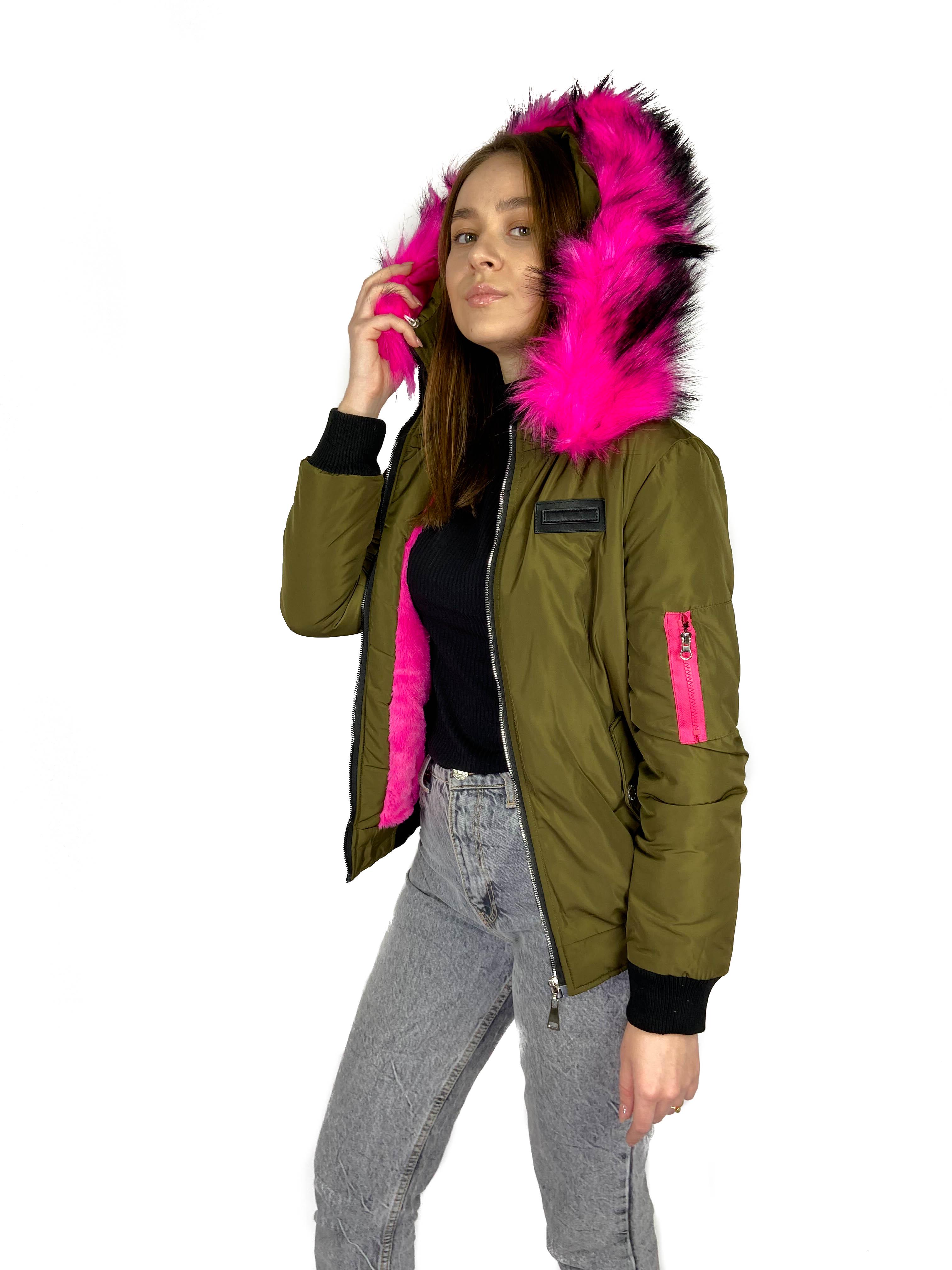 Куртка на хутрі жіноча HONGLAJIAO M Хакі (YA228) - фото 5 Куртка на хутрі жіноча HONGLAJIAO M Хакі (YA228) - фото 5