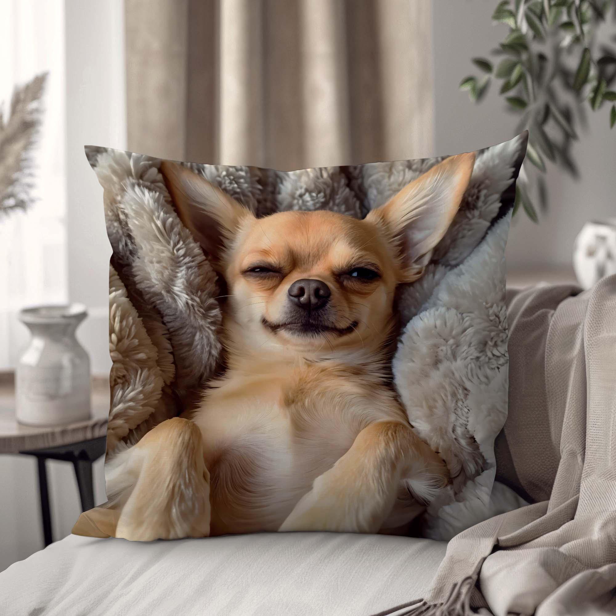 Подушка декоративная "Песик в пледе" 33х33 см 3D эффект (1308433UA)