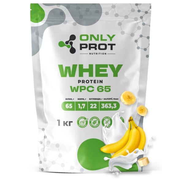 Протеин сывороточный концентрат для набора мышечной массы Only Prot Nutrition Whey WPC 65 1 кг Банан (21-145-wpc-65-b-1kg) Протеин сывороточный концентрат для набора мышечной массы Only Prot Nutrition Whey WPC 65 1 кг Банан (21-145-wpc-65-b-1kg)