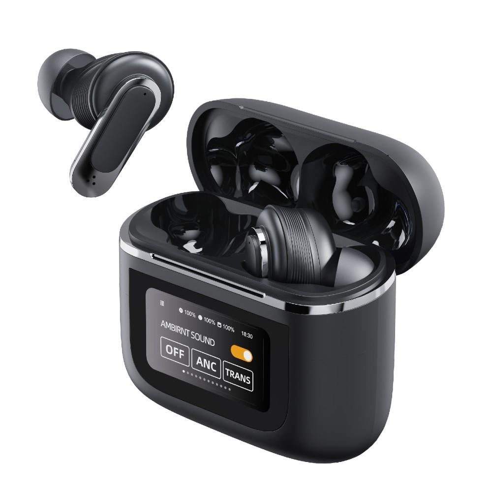 Навушники бездротові TA05 з сенсорним дисплеєм на кейсі Black