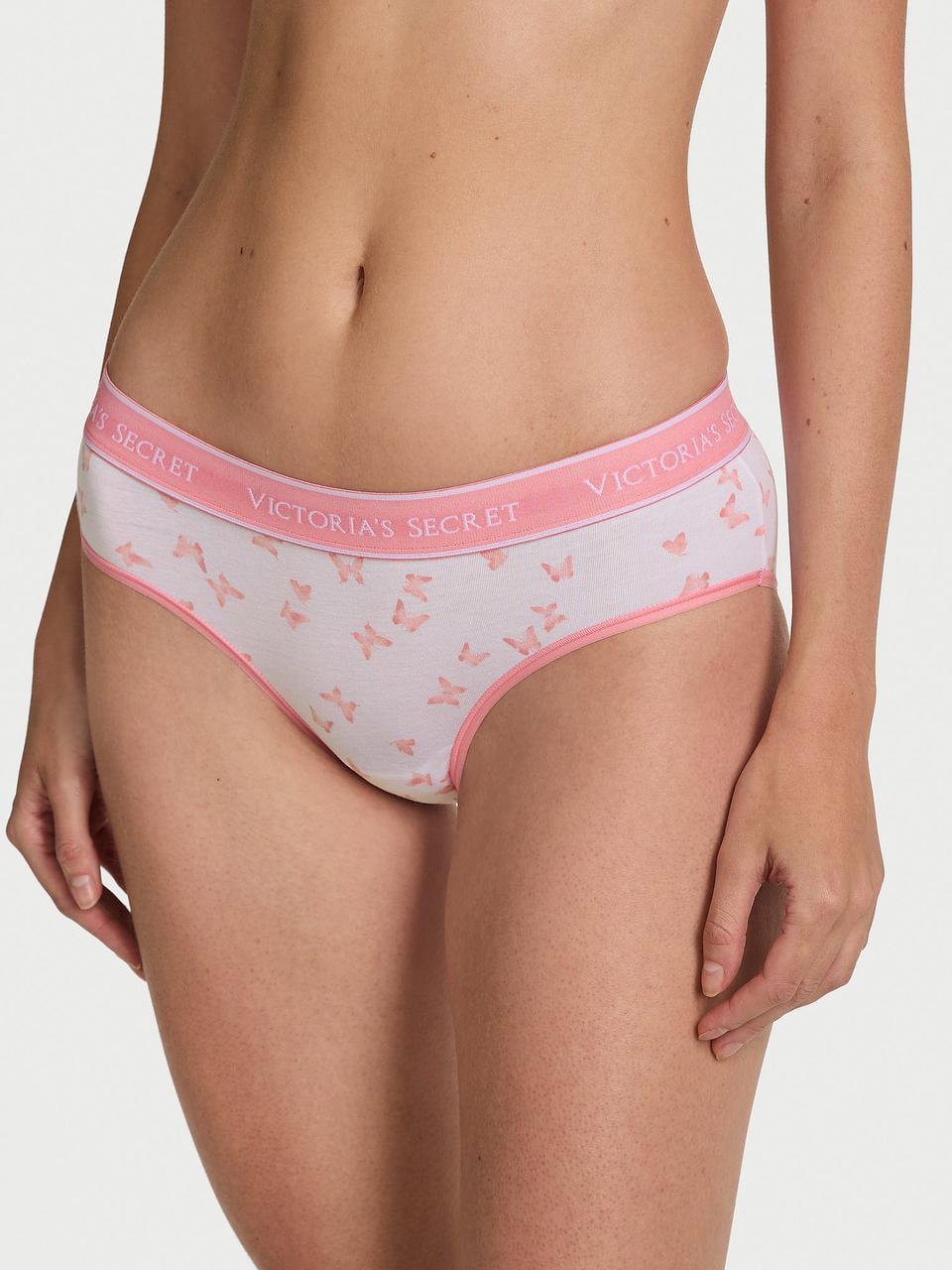 Трусики женские Victoria's Secret Logo Cotton Hiphugger принт Бабочка XL Белый (329425482367)