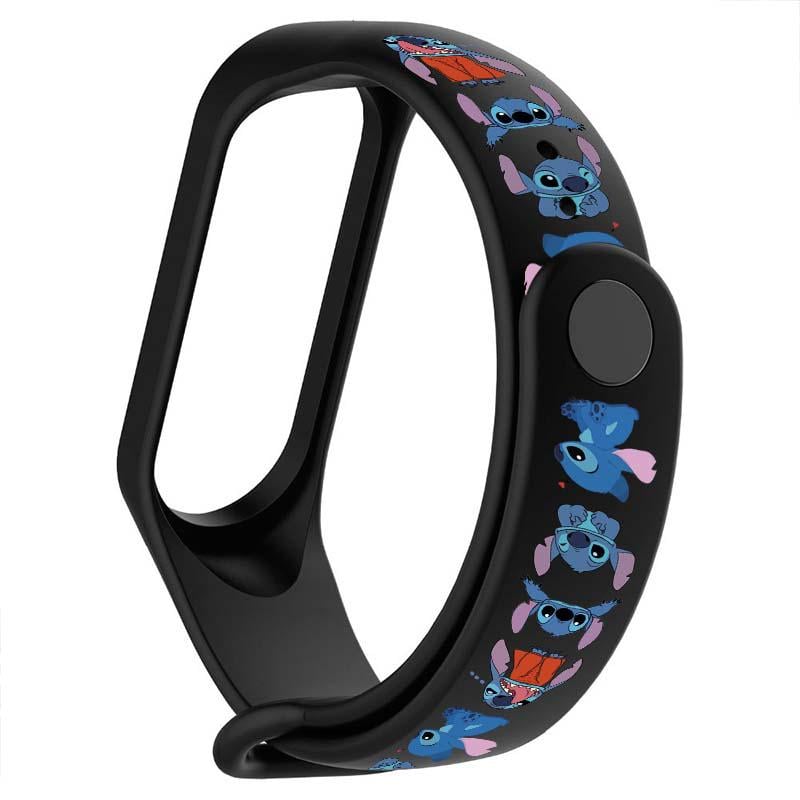 Силиконовый ремешок для Xiaomi Mi Band 3/4 с дизайнерским принтом "Stitch" (9575134)