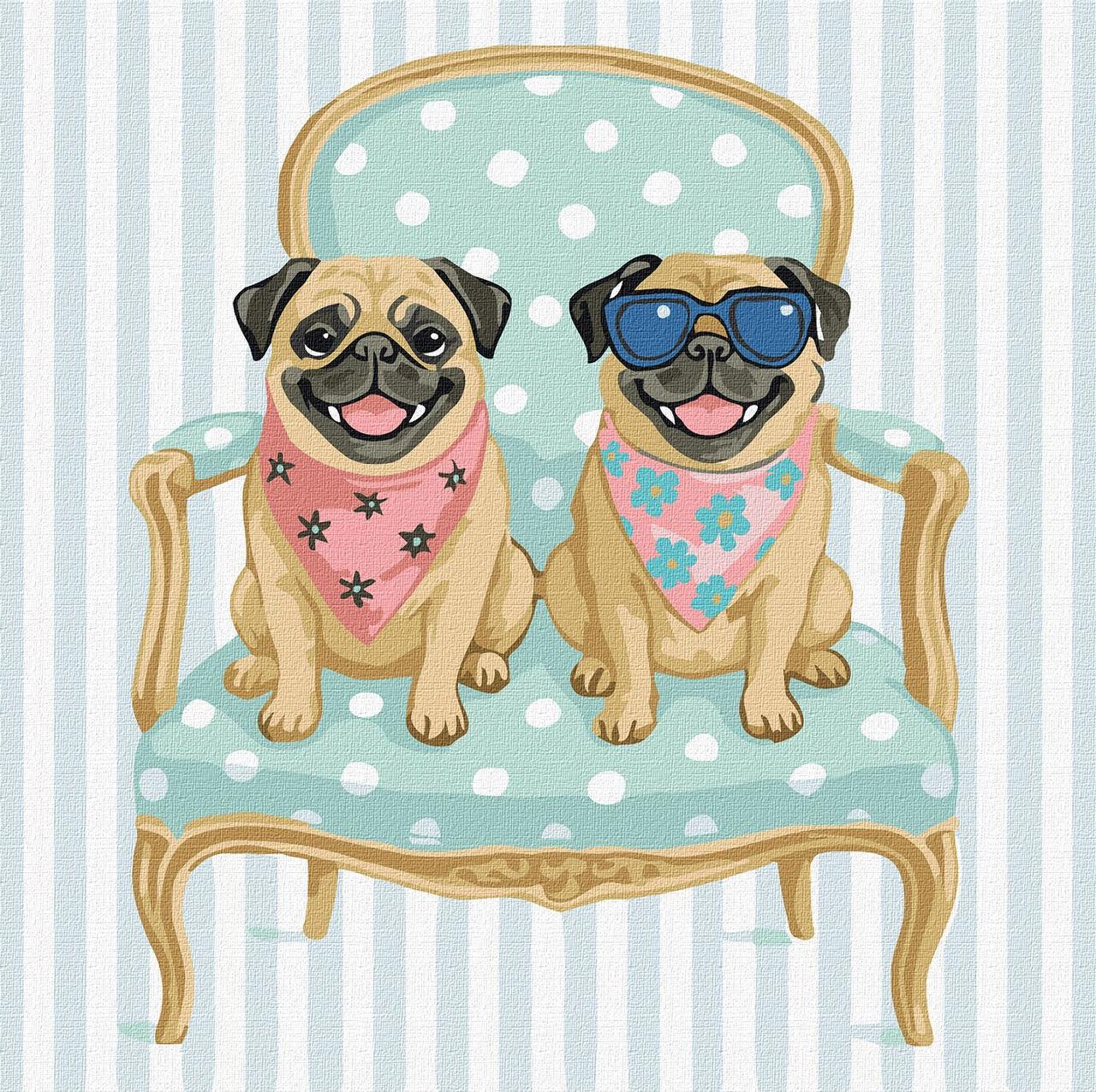 Картина за номерами Ideyka Мопси 40х40 см