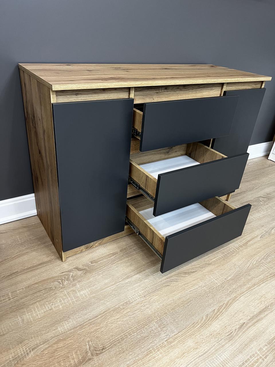 Комод Kvatro 3/2 1100х750х400 мм Дуб аппалачі/Антрацитовий - фото 5 Комод Kvatro 3/2 1100х750х400 мм Дуб аппалачі/Антрацитовий - фото 5